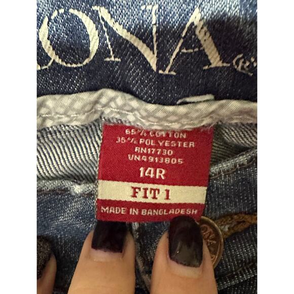 Merona Denim Capri Size 14R Cuffed Hem Cropped Jeans Comfort Y2K Womans - Picture 2 of 4